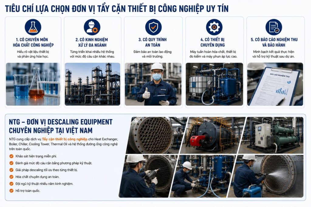 Tiêu Chí Lựa Chọn Đơn Vị Tẩy Cặn Thiết Bị Công Nghiệp Uy Tín