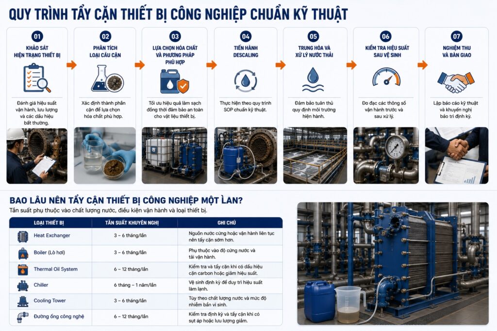 Quy Trình Tẩy Cặn Thiết Bị Công Nghiệp Chuẩn Kỹ Thuật